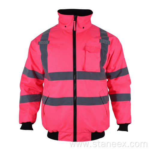 Women Black Bottom Thermal Safety High Visibility Jacket